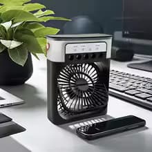 Przenośny nawilżacz z wiatrakiem 3w1, mini klimatyzator USB, LED nocne światło, mgiełka wodna, klimatyzator domowy z nawilżaczem 🌬️