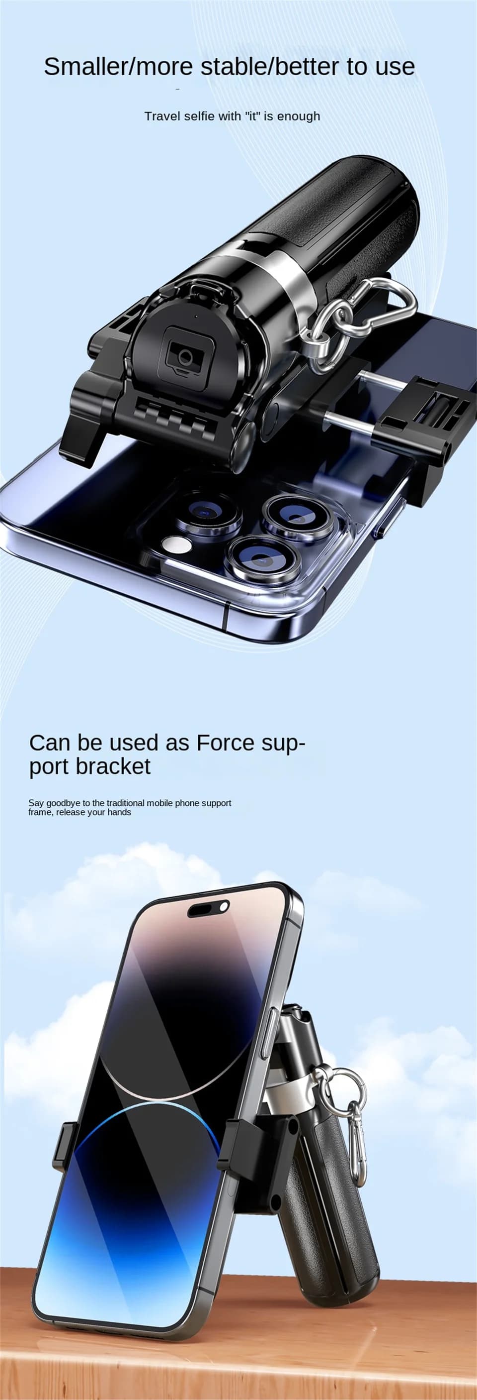 Mini Statyw do Selfie z Bluetooth Zestaw 2 Lampy + mikrofon 🤳