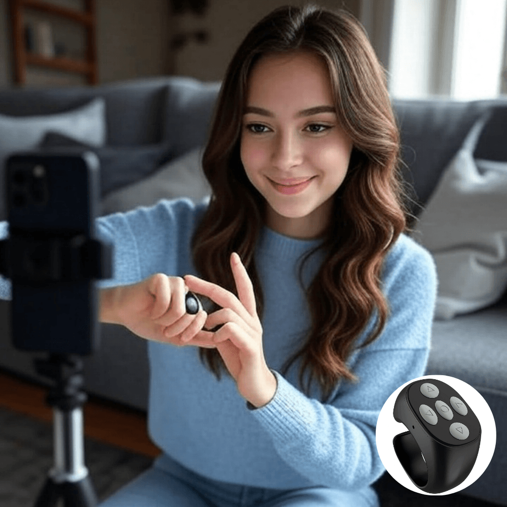 Pierścień sterujący Bluetooth do TikTok, Selfie, 4 przyciski, zasięg 10m, dla iPhone/Android 📸