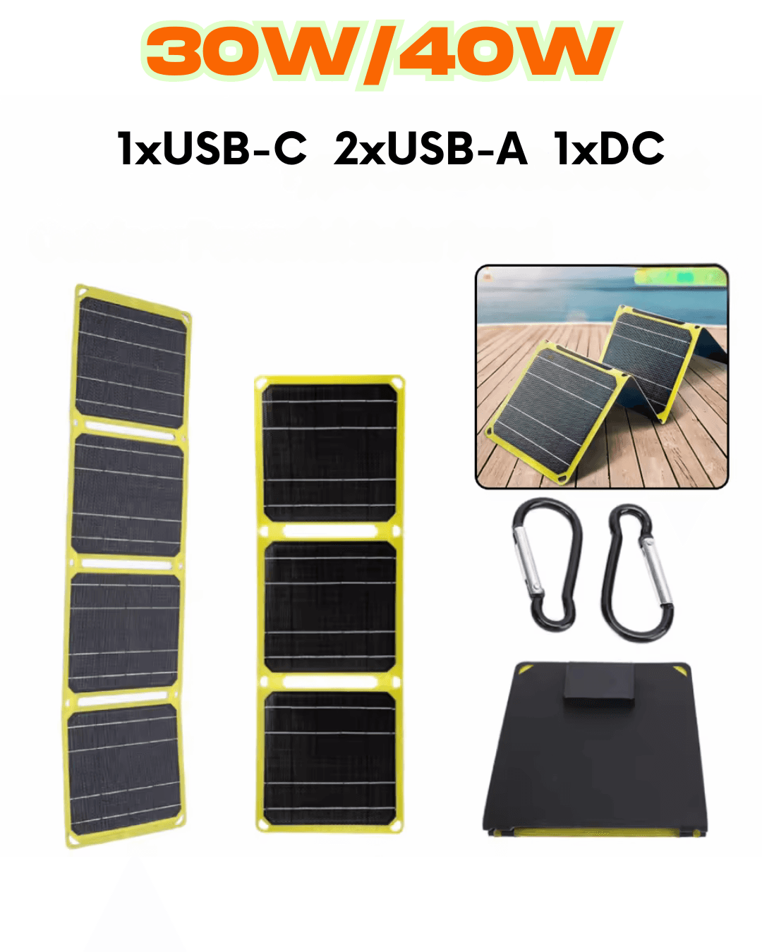Przenośny Panel Słoneczny 30W/40W 5V, Składany, Wodoodporny IP67, Ładowarka Power Bank 🌞