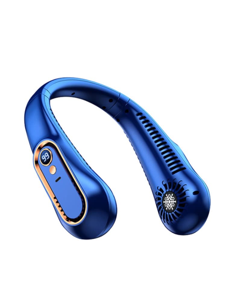 Mini Wentylator na Szyję, Bezłopatkowy, USB, Wyświetlacz Cyfrowy 🌀